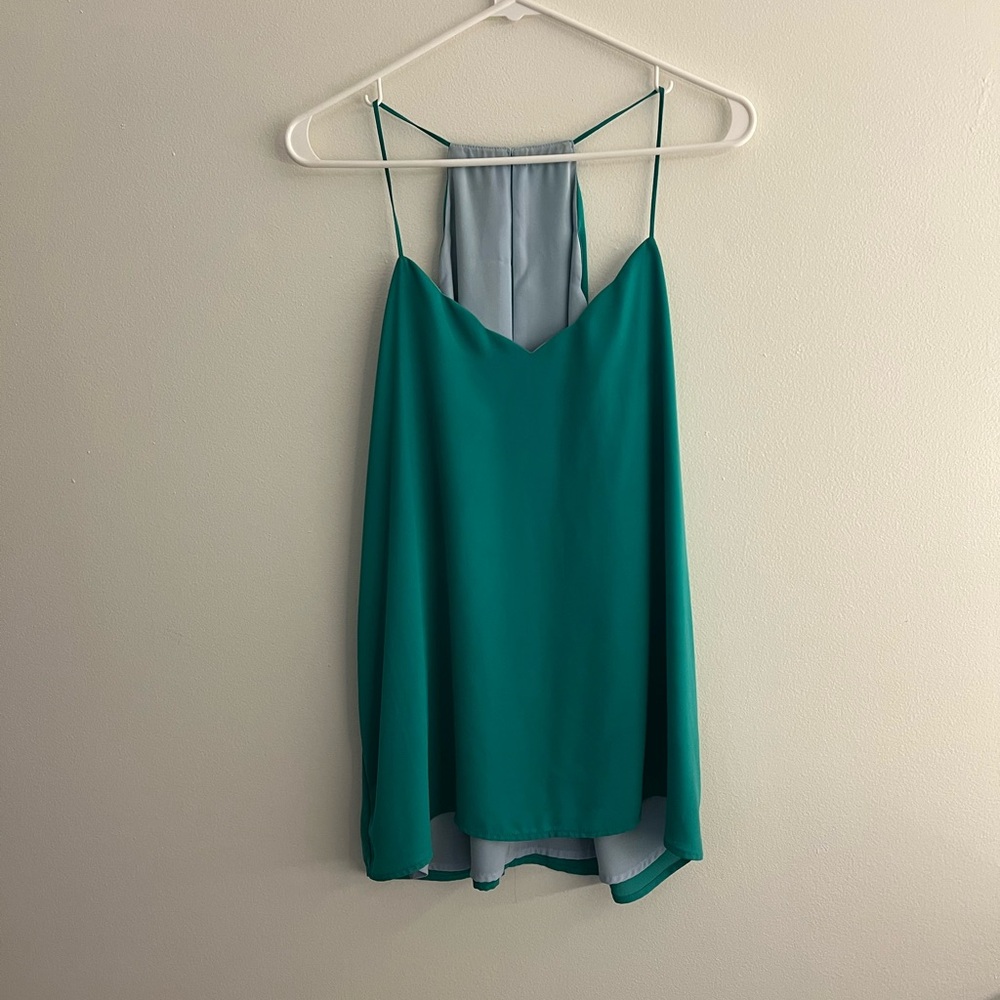 Express Teal Double-Layer Spaghetti Strap Tank